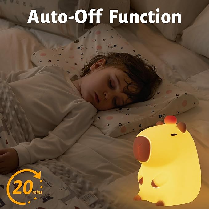 Attivolife Capybara Night Light, Cute Animal Silicone Nightlight with Dimmable & Timer, Portable Rechargeable LED Touch Lamp, Bedroom Table Decor Birthday Present for Boy Girl