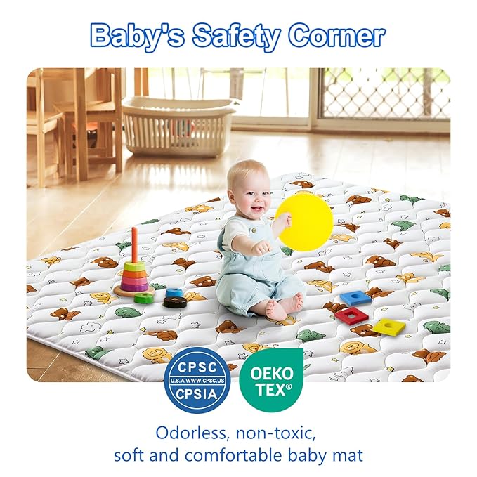 Lilyvibebearhappy Premium Foam Baby Play Mat, 72x48-Inch Baby Crawling Mat, Extra Large Soft Thicker Activity Playmats for Babies, Toddlers, Infants, Play & Tummy Time, Comfortable and Durable