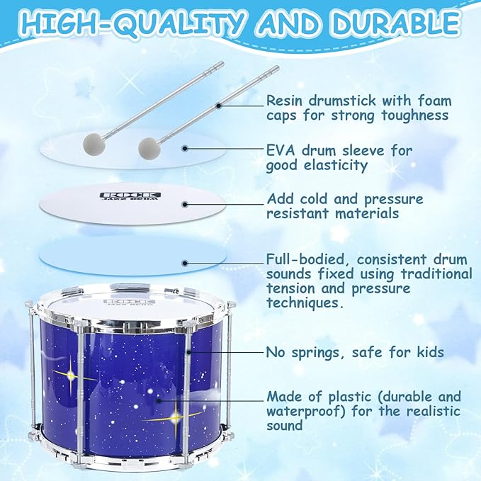 Upgraded Kids Drum Set for Toddlers w/ Light (All Plastic), Musical Gifts Toys for Boys Girls, Kids Jazz Drum Kit for Beginner Music Practice, Christmas Birthday Gift