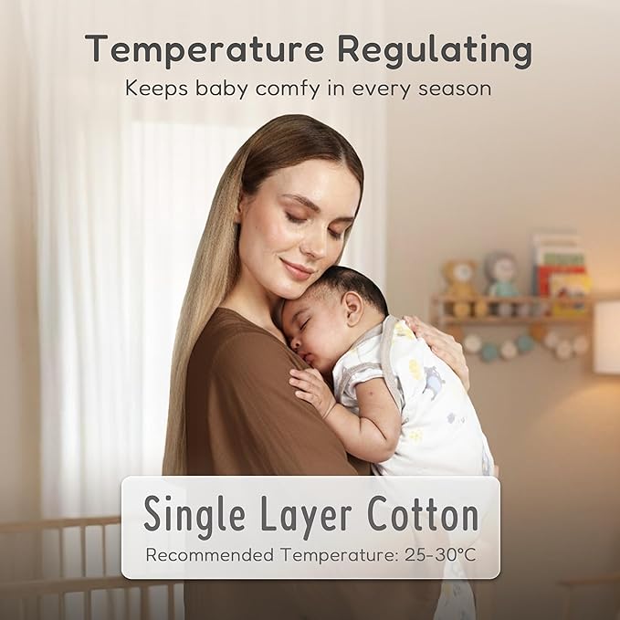 Baby Swaddle Sleep Sack, nursery essentials, easy night time diaper change 100% Cotton, (Medium, Baby Monster)