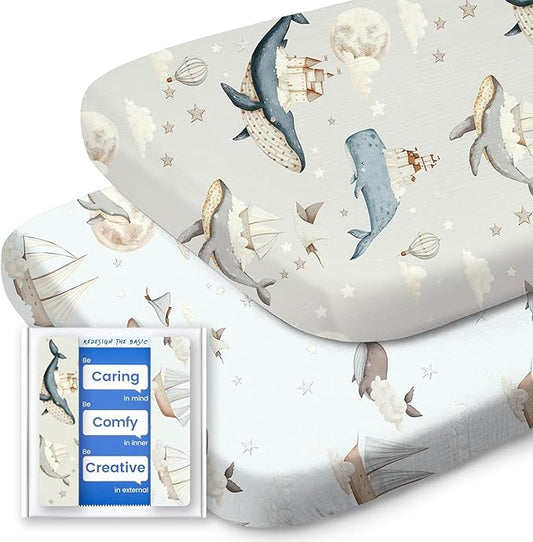 Bassinet Sheets for Baby Boy Girl, TotBasic Buttery Soft Universal Bassinet Fitted Sheet, Compatible with Halo, Mika Micky, Baby Delight, Dream On Me, Maxi COSI & More Bassinet Mattress
