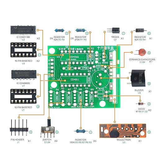 Soldering Practice Kit DIY 16 Sounds Music Box Plug-in Circuit Kit Learn Soldering Kit For DIYers Learning Electronics (0516Y05)