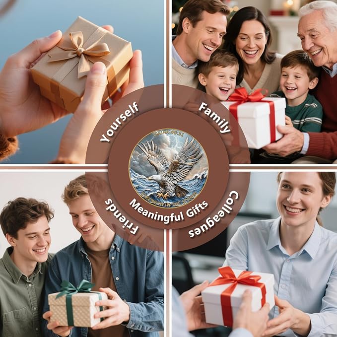 1.57 Inch Zinc Alloy Double-Sided 3D Eagle Challenge Coin - Colorful Inspirational Design with Isaiah 40:31, Strength in The Storm Theme