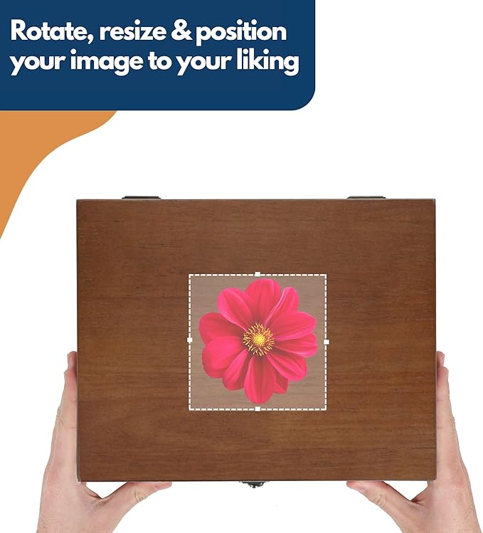 WE Games Custom Color Image Engraved Wooden Treasure Box with Lid & Brass Latch - Walnut Finish