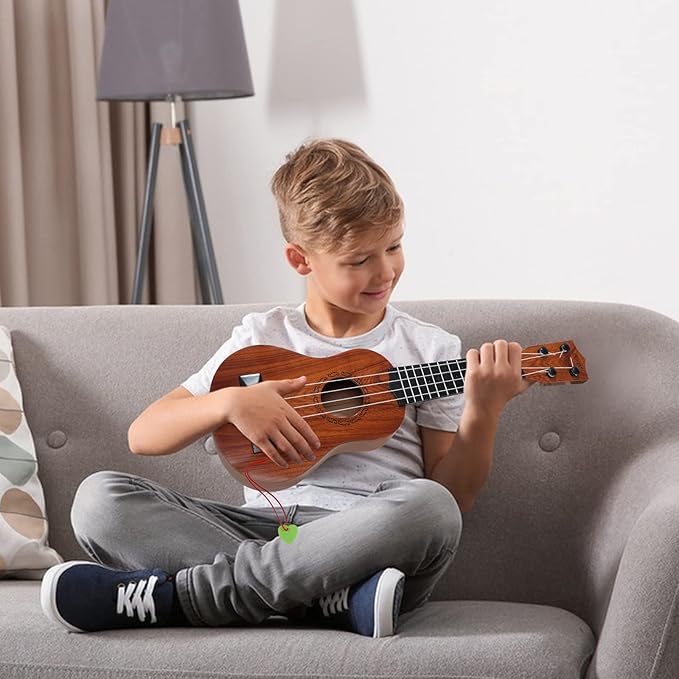Raimy 17in Kids Ukulele Guitar - 4 Strings Mini Guitar Children Musical Instruments Educational Toys with Picks for Toddler Kids Boys Girls Beginner (Mahogany)