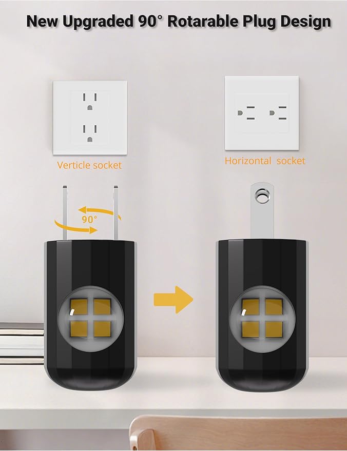 Plug-in LED Night Lights,Dusk to Dawn Sensor,2700K,Bedroom, Hallway, Bedroom,Kitchen, Stairways, Non-Dimmable,6 Pack