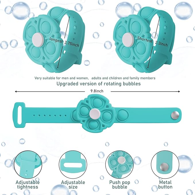 Push Pop Bubble Sensory Fidget Bracelet, Fidget Spinner Pop Toys for Kids and Adults, Silicone Anxiety Stress Relief pop it Bracelets (Blue)