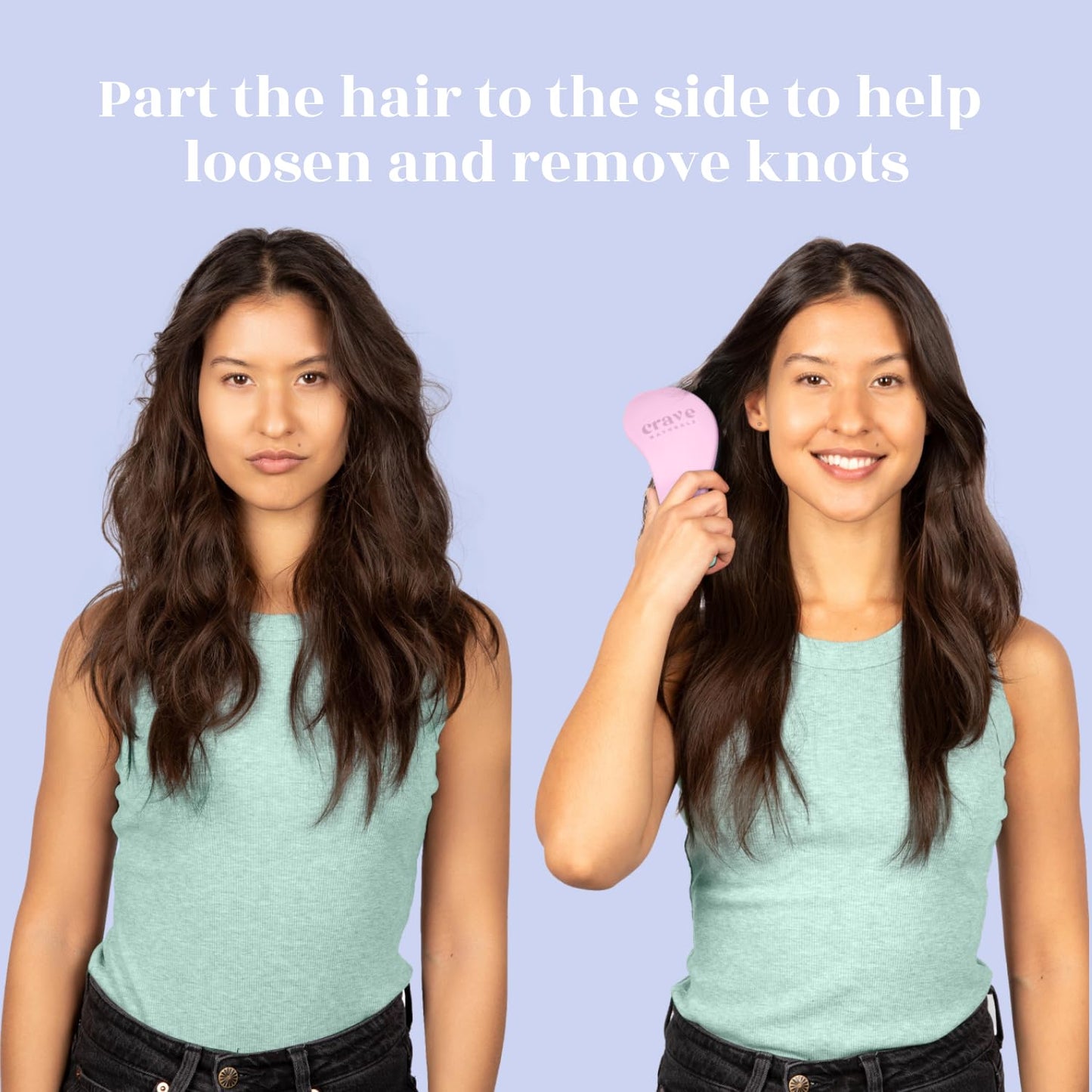 Crave Naturals Biggie Glide Thru Hair Brush - Detangler Brush for Curly, Straight, Wet or Dry Hair - Gentle Detangling Brushes for Adults, Kids, Toddlers - Hair Accessories for Women, 8.4"x3.4" - Pink