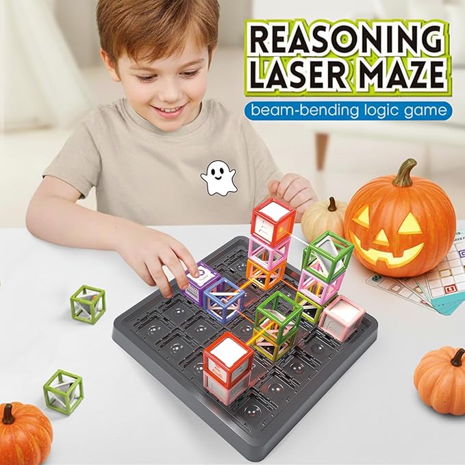 [2025 New] Reasoning Maze, Ultimate STEM Toys for Boys Age 8-12, Logic Game with 60+ Challenges, Toy for 8 9 10 11 12 13 14 Year Old Kid & Adult Birthday Gift - 19 Pcs Cubes