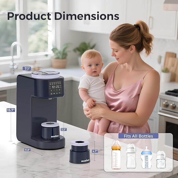 Automatic Baby Formula Maker – Fast Formula Dispenser for Instantly Mixing Warm Bottles with Precise Powder & Water Ratio, 3 Temp Settings, One-Touch Clean, Fits Most Bottles & Formula Brands