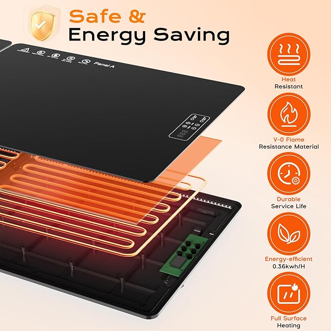 Electric Warming Mat for Food 32" x 12", Tempered Glass Top,Food Warmer Tray for Countertop, Parties Buffet,Gatherings,Adjustable 104–212°F with 1–12h Timer,Built-in Thermostat & Overheat Protection