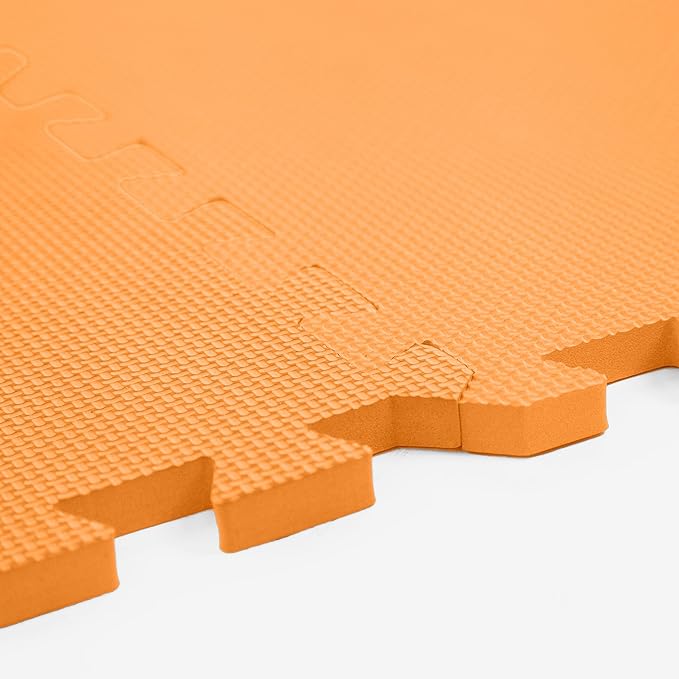 FlooringInc's 1/2" Soft Non-Toxic Baby Play Mat, Toddler Playmat, Colorful Puzzle PlayMat, Floor Mats for Kids & Babies, EVA Foam Interlocking Tiles for Nursery & Playroom | Orange, 20 Tiles, 80 Sq/Ft