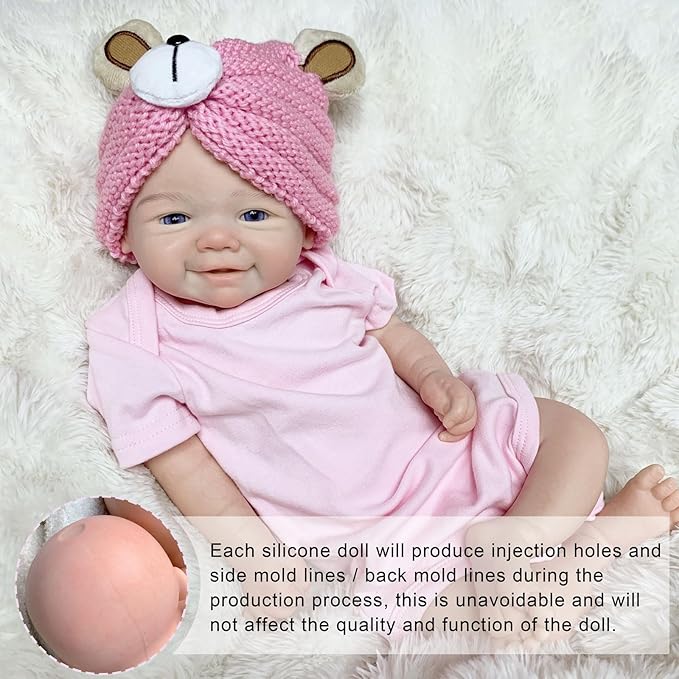16 inch Soft Reborn Silicone Baby Doll Girl Open Mouth Realistic Newborn Baby Dolls That Look Real Babies Toy for Toddler