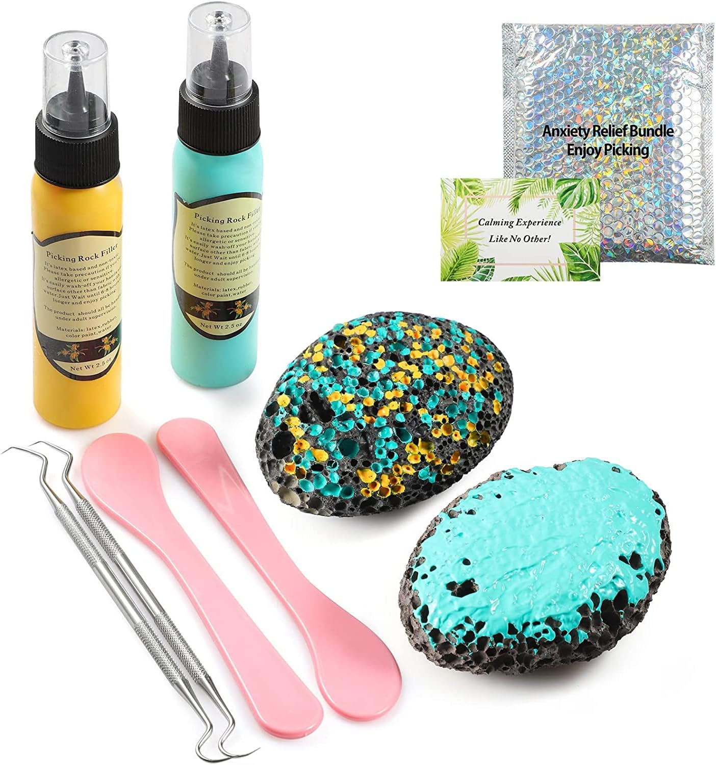 Fidget Picking Stone Kit for Anxiety Relief ADHD OCD Dermatillomania, Fidget Toys,Adult Fidget Toy for Anxiety Relief Therapy,Pick Peel Calming Stone,Fidget Toy Great Gift for Adults