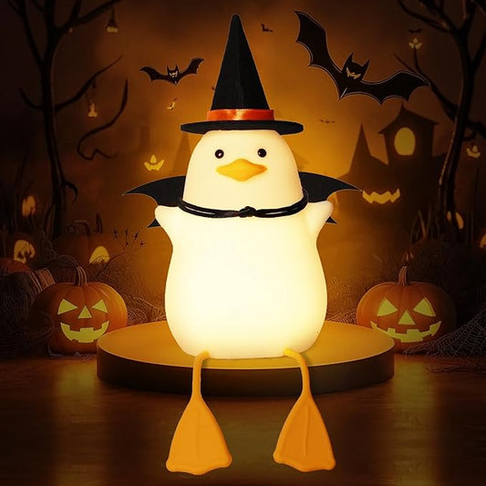 Attivolife Duck Night Light for Kids, LED Bedside Table Silicone Lamp, Timer Dimmable Animal Magician Touch Control Nursery Portable, Halloween Birthday Gift for Boy Girl (Bat Wing)