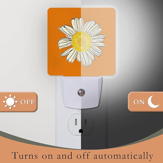 Daisy Night Lights Plug into Wall,Chamomile Night Light with Dusk to Dawn Sensor Night Light for Kid Girls Boys Women Men Room Decor,Hallway,Kitchen,Bathroom,Nursery,Stairs