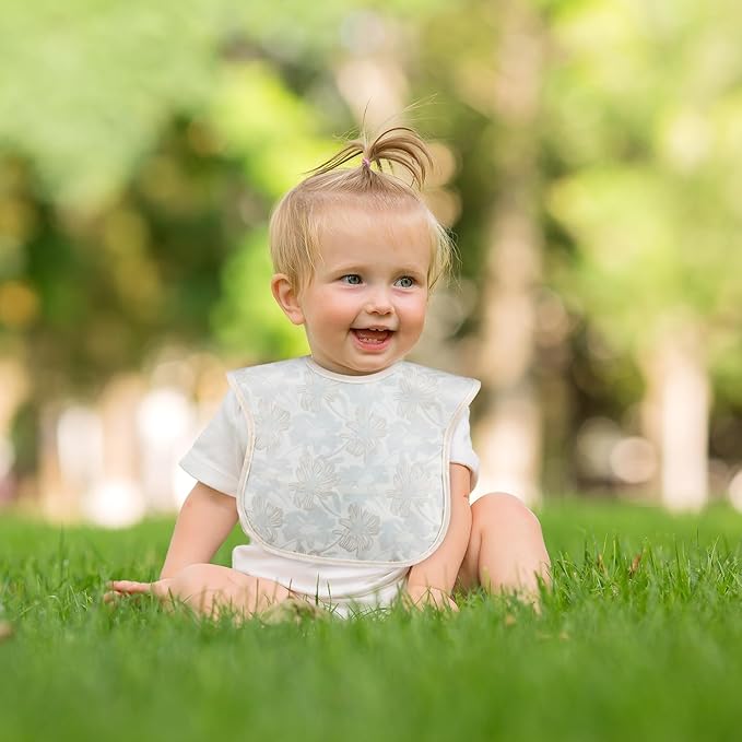 Mess Proof Baby Bib 3 Pack, Waterproof Led Weaning Baby Feeding Bibs with Food Catcher, Travel Feeding Bibs