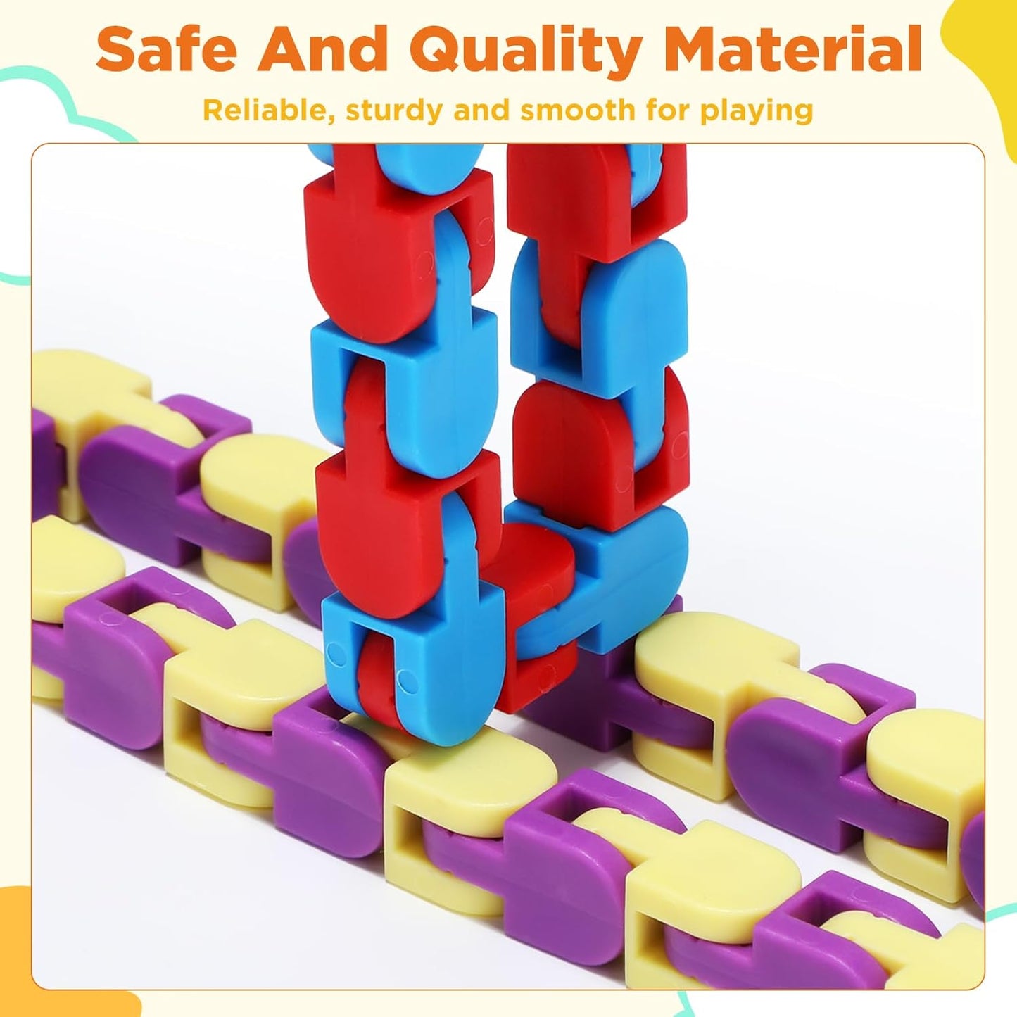 Sotiff 60 Pieces 24 Links of Wacky Track Fidget Toy Fidget Wacky Tracks Colorful Snake Snap Toys Wacky Track Gifts for Kids Adult Autism Stress Relief Therapy Toys Keeps Mind Focused (Vivid Color)