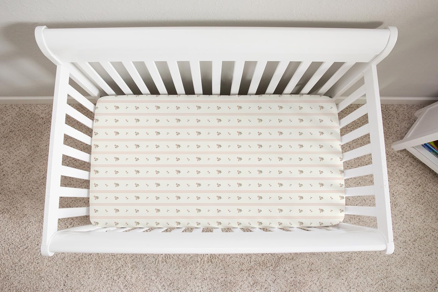 Ely's & Co. Crib Sheets, Baby Girl Fitted Crib Mattress Sheet Set, 2 Pack, 100% Jersey Knit Cotton, Infant and Toddler Nursery Bedding, 28” x 52” Pink Linear Floral Collection