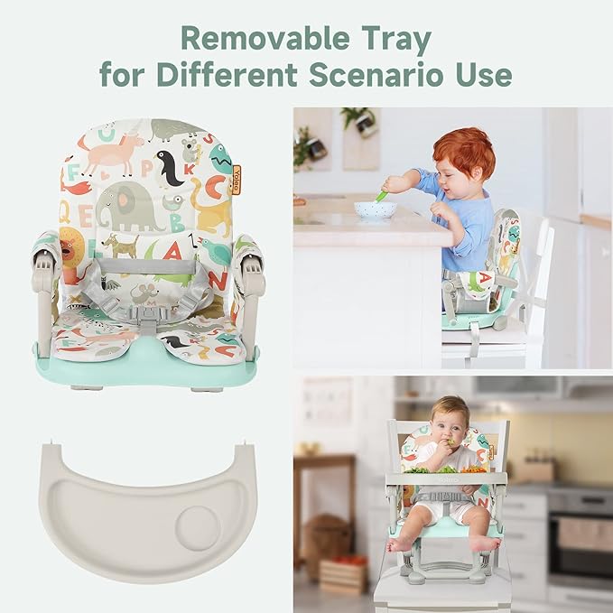 YOLEO Baby High Chair Booster Seat for Dining Table, Adjustable Height Travel Foldable High Chairs with Tray