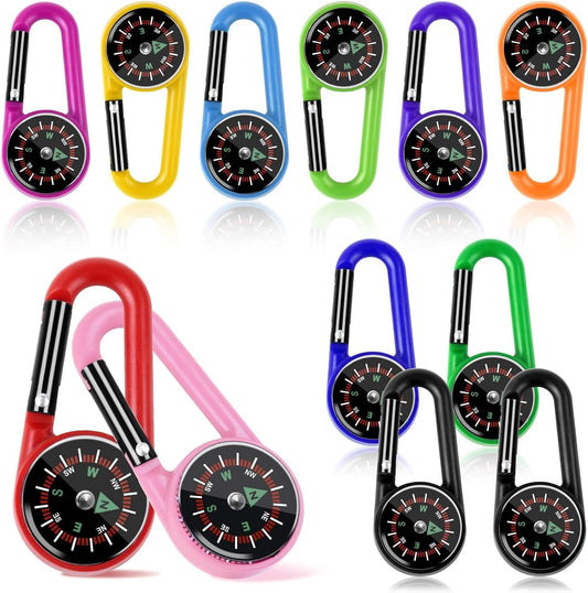 12 Pcs Mini Compass Keychain for Kids Bulk, Small Pocket Magnetic Compass Survival Hiking for Outdoor Survival Camping Party Backpacking Accessory