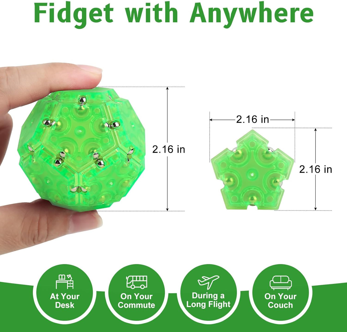Magnetic ball toys, Fidget toys,stocking stuffers for adults,Gift for Teenage ,Gifts for Men，gifts for dad,Novelty Toy Gift for Friend，12-Piece Set (Green)