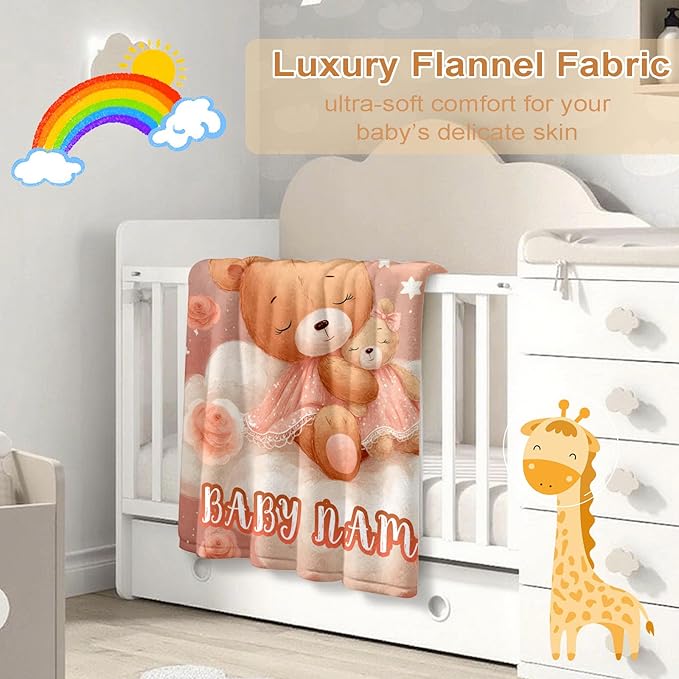 Ship Next Day, Personalized Baby Blanket – Printed in USA, Custom Baby Blanket for Boys & Girls, Baby Blanket with Name, Baby Shower, Easter, Christmas, Birthday Newborn & Toddler Gifts, Baby Gifts