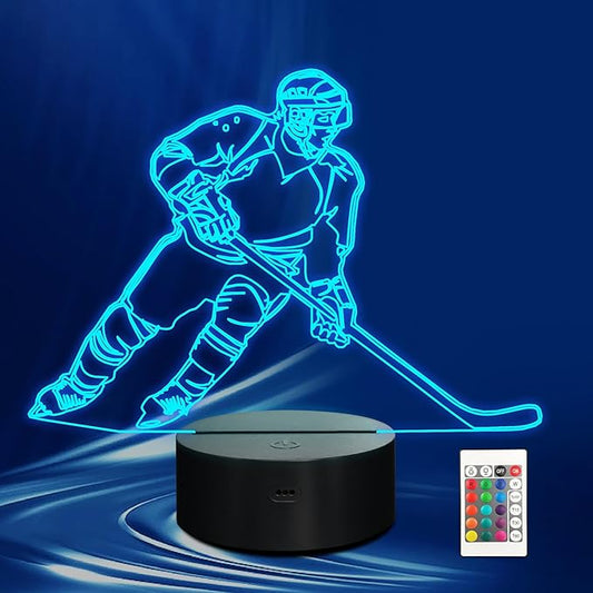 Hockey Gifts, 3D Rangers Hockey Lamp with 16 Color Changing Remote Control and Timer, Perfect Christmas and Birthday Gift for Rangers Hockey Lovers Boys Kids Teens