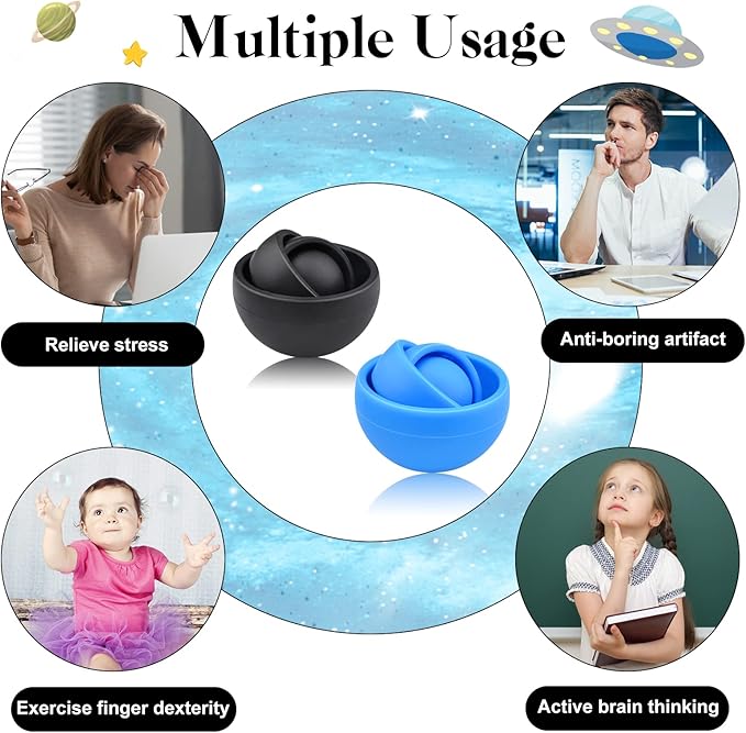 Fidget Toy Adults 2PC, Fidget Spinner for Kids with Autism, Sensory Gifts for Teens Kids, Quiet Office Desk Toy ADHD Stress Relief Finger Toy