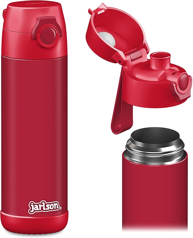 Jarlson® Mali Children's Water Bottle, Thermal Stainless Steel Water Bottle, BPA-Free, Leak-Proof, Children's Bottle with Chug Lid, Bottle for School, Nursery (Red, 18 oz)