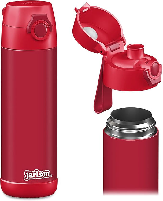 Jarlson® Mali Children's Water Bottle, Thermal Stainless Steel Water Bottle, BPA-Free, Leak-Proof, Children's Bottle with Chug Lid, Bottle for School, Nursery (Red, 18 oz)
