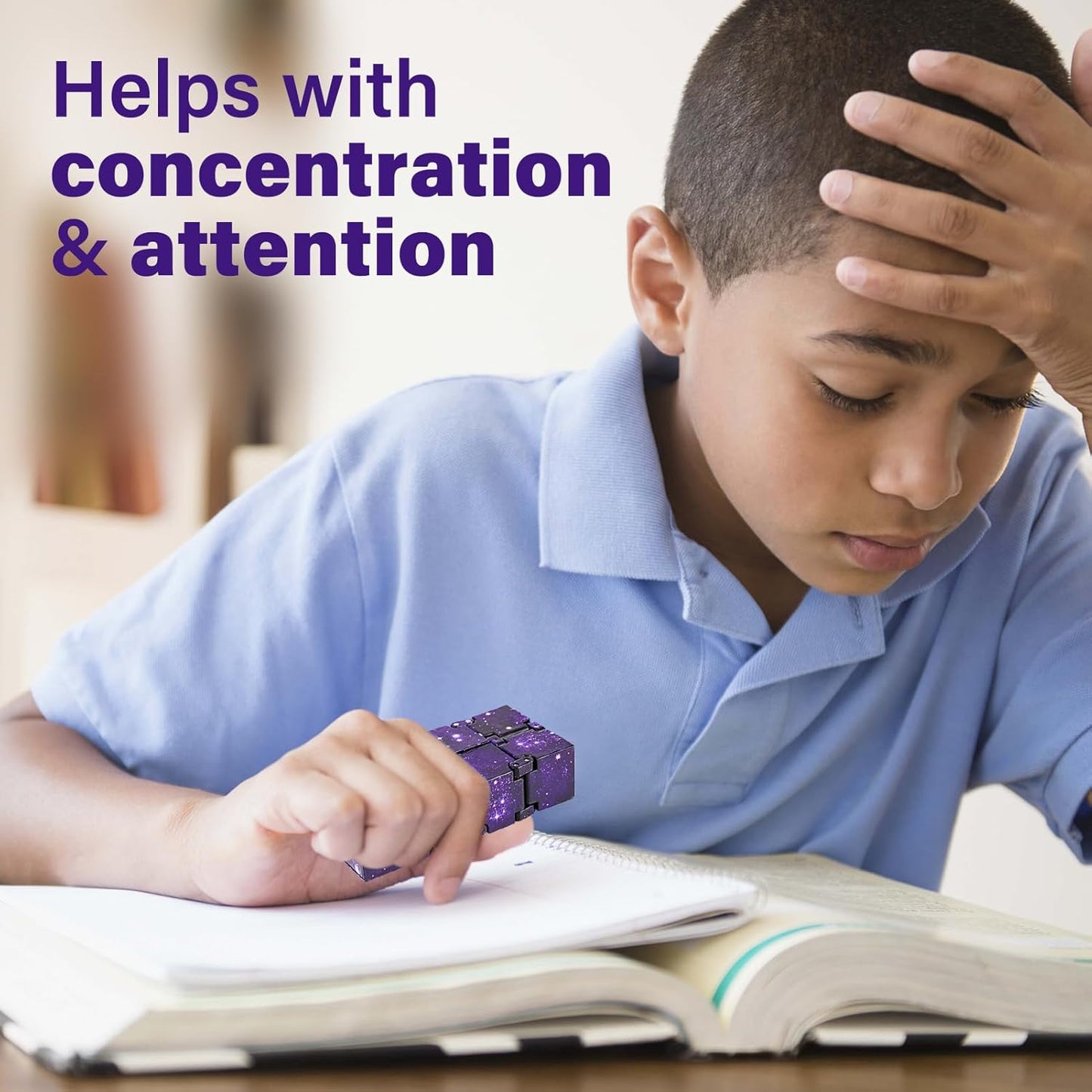 Infinitycube Fidget Toy Stress Relieving Fidgeting Game for Kids and Adults,Cute Pocket-sized Unique Gadget for Anxiety Relief and Kill Time (Purple)