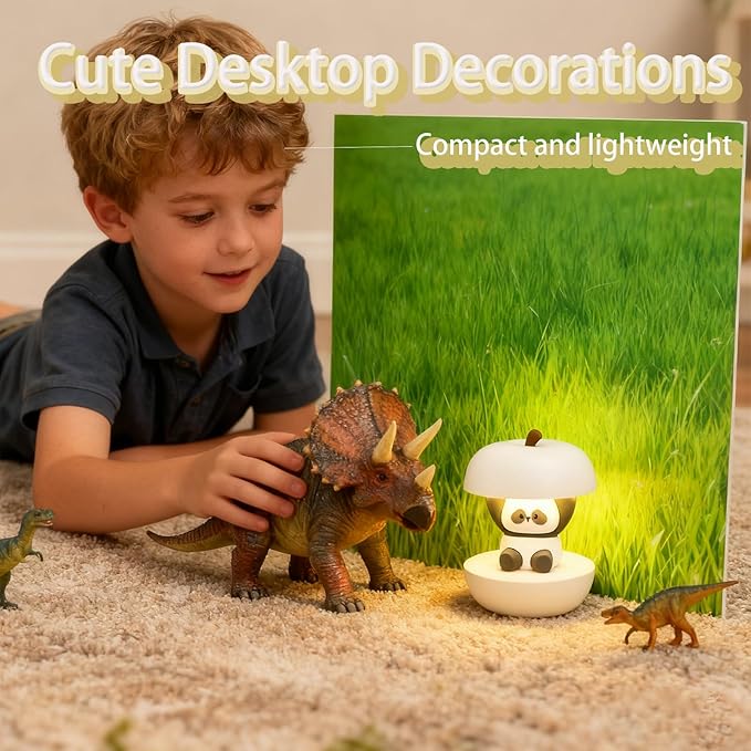 Cute Panda Night Light, LED Squishy Novelty Animal Night Lamp, 3 Level Dimmable Nursery Touch Kawaii Lamp, Birthday Christmas Gifts (USB Rechargeable) (White)