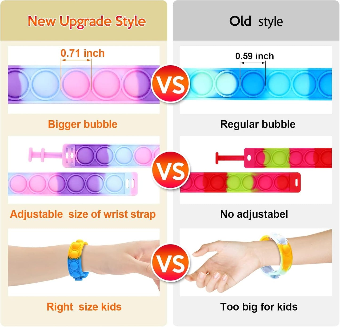 30 PCS Pop Bracelet it Fidget Toys Pack, Fidget Bracelet Birthday Party Gifts, Decompression Wristband with Autistic & ADHD,Fidget Wristband as Return Gifts for Kids, Fidgets Novelty Girls Toys