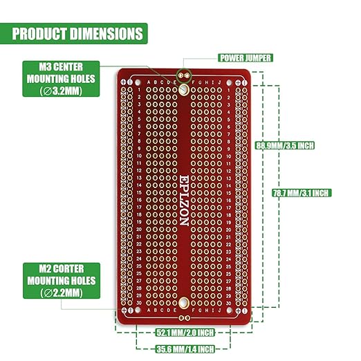 10 Pcs Solderable Breadboard PCB Board Gold-Plated Solder Breadboard for DIY Electronics Projects Apply to Soldering Projects 3.5"x2.05" (Red)