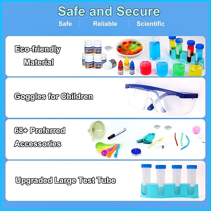 Science Kits for Kids 72+ Science Lab Experiments Erupting Volcano,Rainbow Rain,Artificial Snow Magic Chemistry Toy DIY Science Educational Learning Kit for Boys Girls