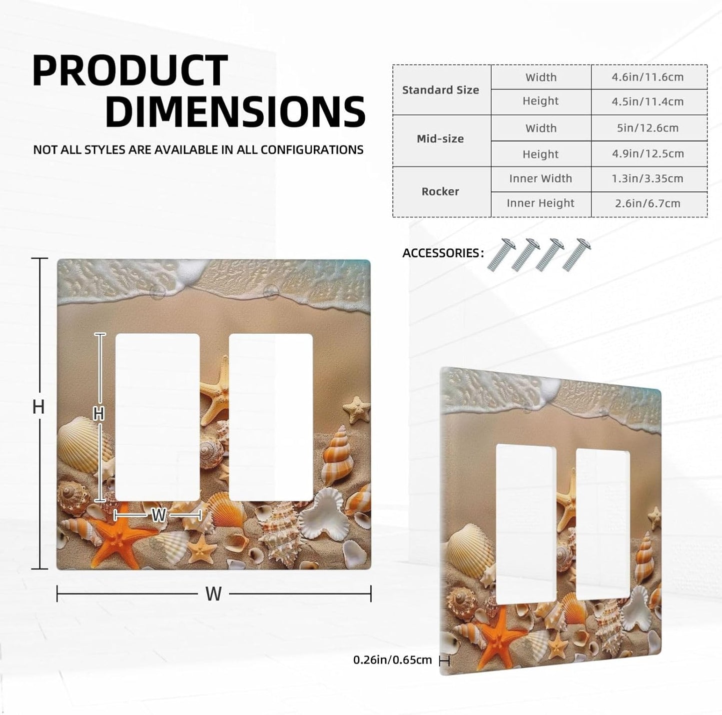 Decorative Outlet Covers Beachy Sea Ocean Seashell Starfish 2 Gang Wall Plate Double Rocker Two Switch Wall Cover Plate Light Switch Cover Plate Faceplate for Bedroom Home Decor