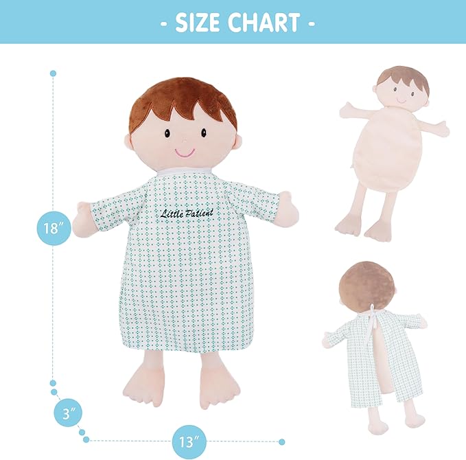 June Garden Little Patient Lucas Plush Anatomy Doll - Soft Educational Toy with Removable Human Organs - Learn Basic Anatomy for Toddlers and Kids