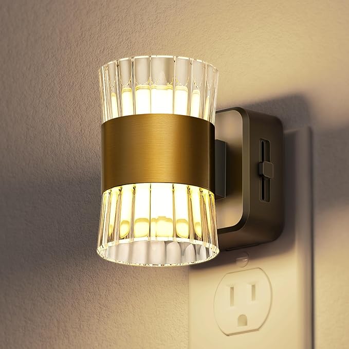 DORESshop LED Night Light Plug in, Modern Night Lights Plug into Wall, Dusk to Dawn Sensor, 0-100LM Adjustable Brightness, Dimmable Decorative Night Lights for Hallway Bedroom Stairway