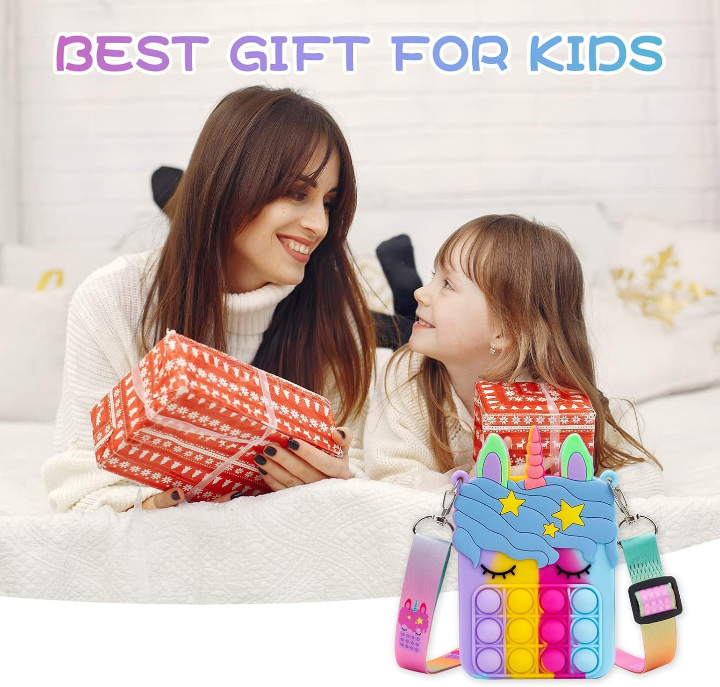 Civan Multi Unicorn Pop Purse for Girls Pop it Purse Fidget POP IT Bag for Girls Women pop it Bags pop it Fidget Purse Bag Toys for Girls Fidget Purse Cross Body Handbags Easter Cute Purse Sensory Toy