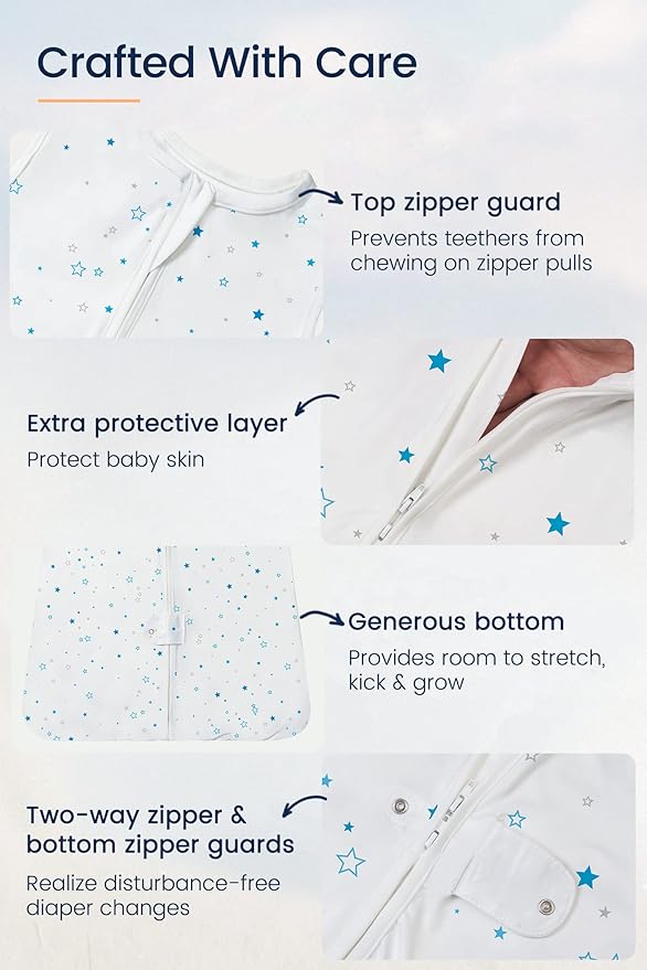 TotAha Light Sleep Sack, Stretchy, Soft, Cozy Wearable Blanket Sleep Bag with 2-Way Safe Zippers for 0-6-12-24 Months 0.5 TOG