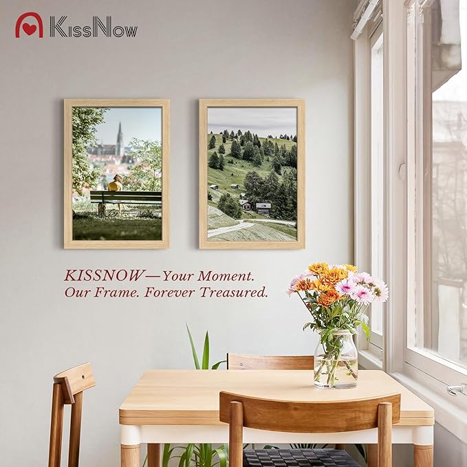 13x19 Picture Frame set of 2, Natural Oak Wood Poster Frame, Wall Hanging