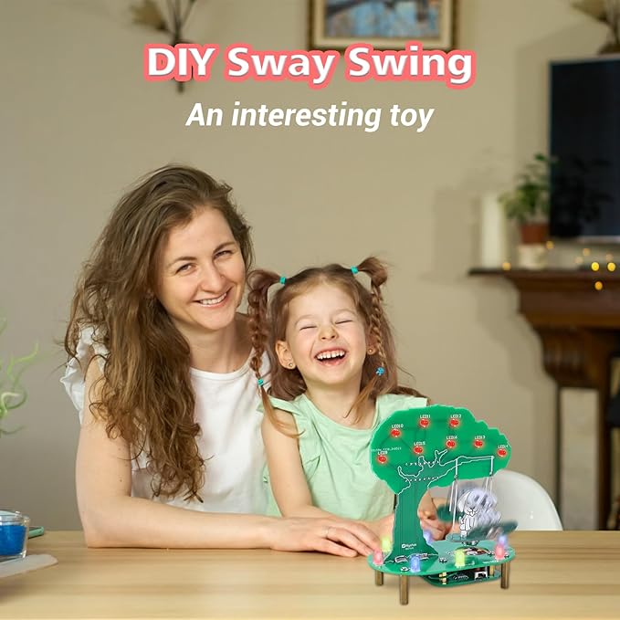 Dog Swing Soldering Project, ICSTATION Electromagnetic Swing Soldering Practice Kits with RGB LED Lights DIY Electronics Kit for School Education Creative Present Desktop Decoration