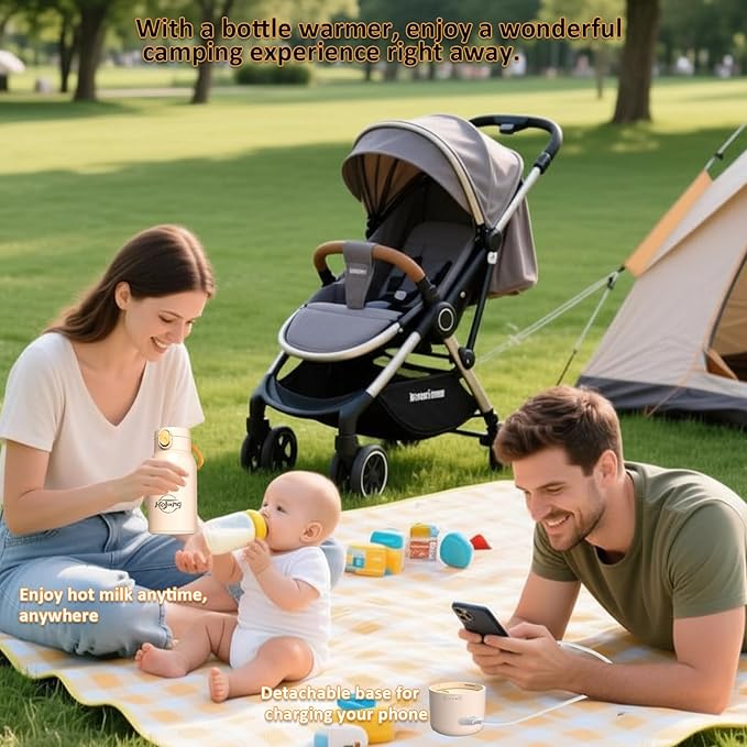 Portable Self-Heating Milk Warmer 520ml, 37-65°C Adjustable Bottle Warmer with Fast Heating & 10800mAh(Power Bank) Long Battery Life, 48W Fast Charge, 8H Heat Retention, Touch Control, LED Display