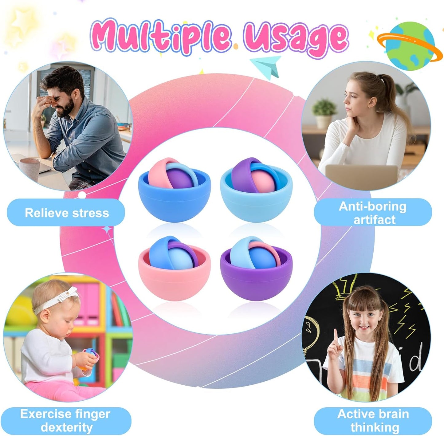 Fidget Toys Adults, Sensory Toys Pack for Kids, Gift for Boys Girls Teens Halloween New Year Party Favors, ADHD Autism Stress Relief Finger Toys