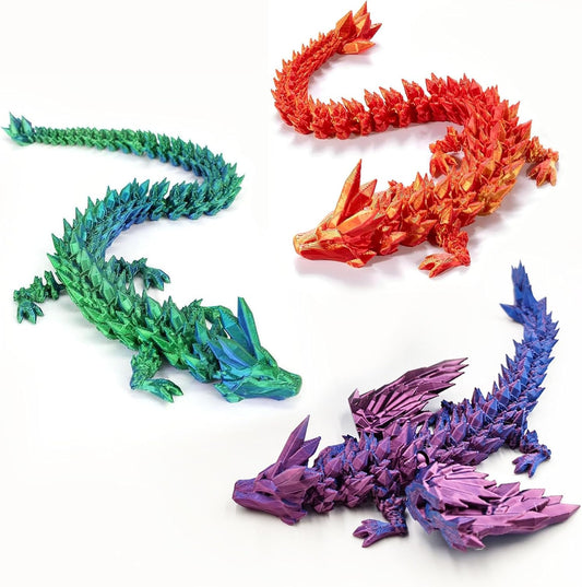 3D Printed Dragon with Wings, 3 Pack Mystery Dragon Fidget Toy, Mythical Pieces Articulated Dragon, Home Office Decor Executive Desk Toys