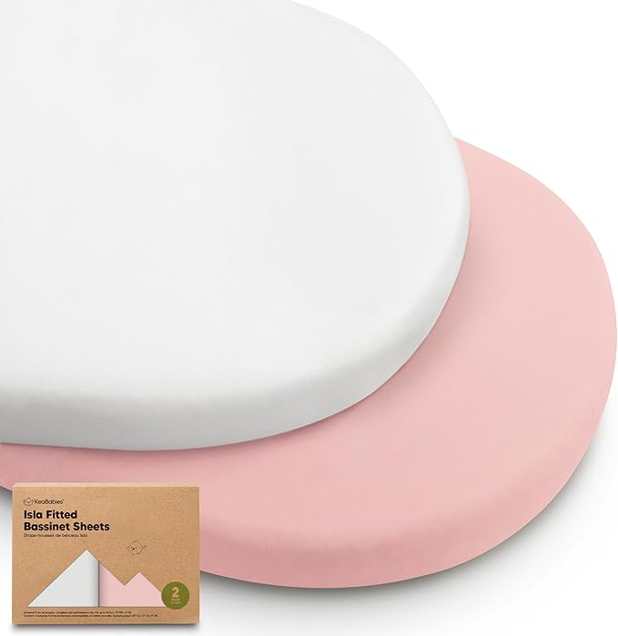 2-Pack Baby Bassinet Sheets Girl, Boy - 33x17 Viscose Derived from Bamboo Bedside Mattress Fitted Bassinet Sheets, Compatible with Halo Bassinest Swivel Sleeper, Baby Delight, Graco (Rose)