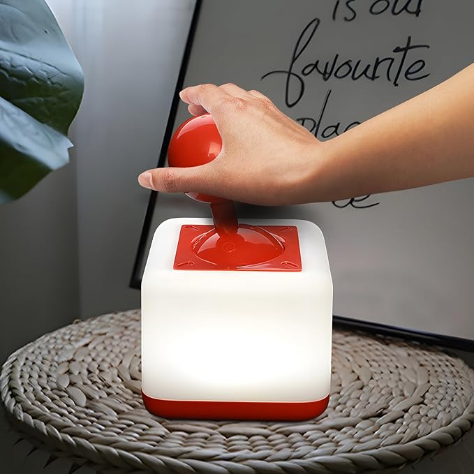 Night Light Lamp Rocker Night Light, 2-Speed Timer Bedside Night Lamp Rechargeable USB Lamp Side Table Light Night Rising Lamp LED Companion Light(Rocker Red)