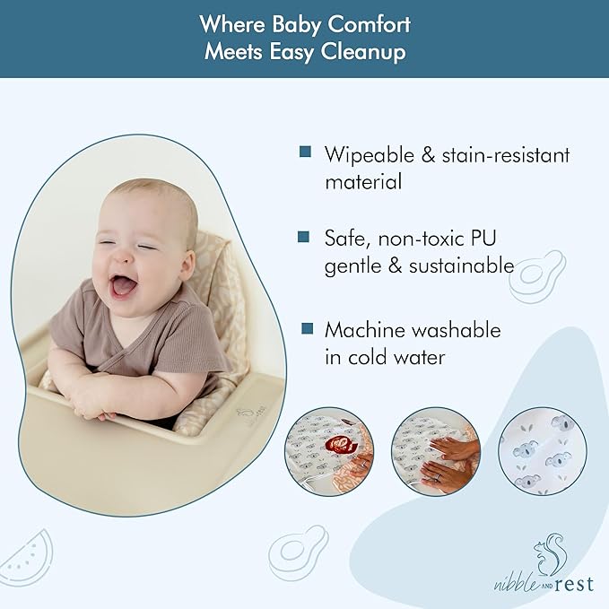 Nibble and Rest Highchair Cushion Cover for Inflatable Cushion, Compatible for IKEA Antilop Highchair,Accessories Stain-Proof and Wipeable Cover (Cushion NOT Included)(Sand Savannah)