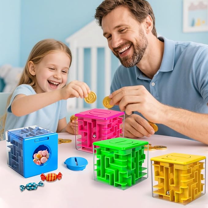 12 Pack Money Maze Puzzle Gift Box, 3D Puzzle Boxes Toy for Cash Gift - Maze Magic Cube Toy Brain Teasers for Kids Adults Birthday Party Favors Easter Basket Fillers